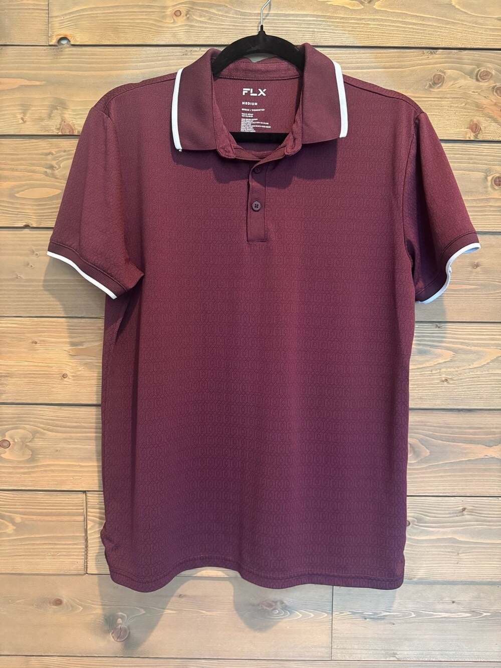 FLX Men's Urban Commuter Short Sleeve Polo Shirt Burgundy Medium
